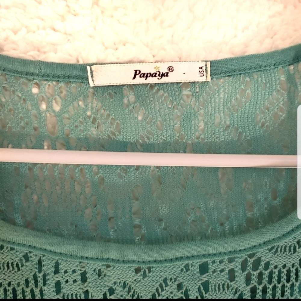 Papaya | Teal Lace Shirt medium - Picture 2 of 3